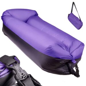 SOFA materac łóżko leżak na powietrze czarno-fioletowy 185x70cm
