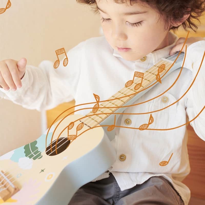 CLASSIC WORLD Drewniane Ukulele Gitara dla Dzieci Niebieskie 2
