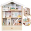 Classic World Duży Drewniany Domek dla Lalek 2 Figurki NATURALNE DREWNO 28 el.