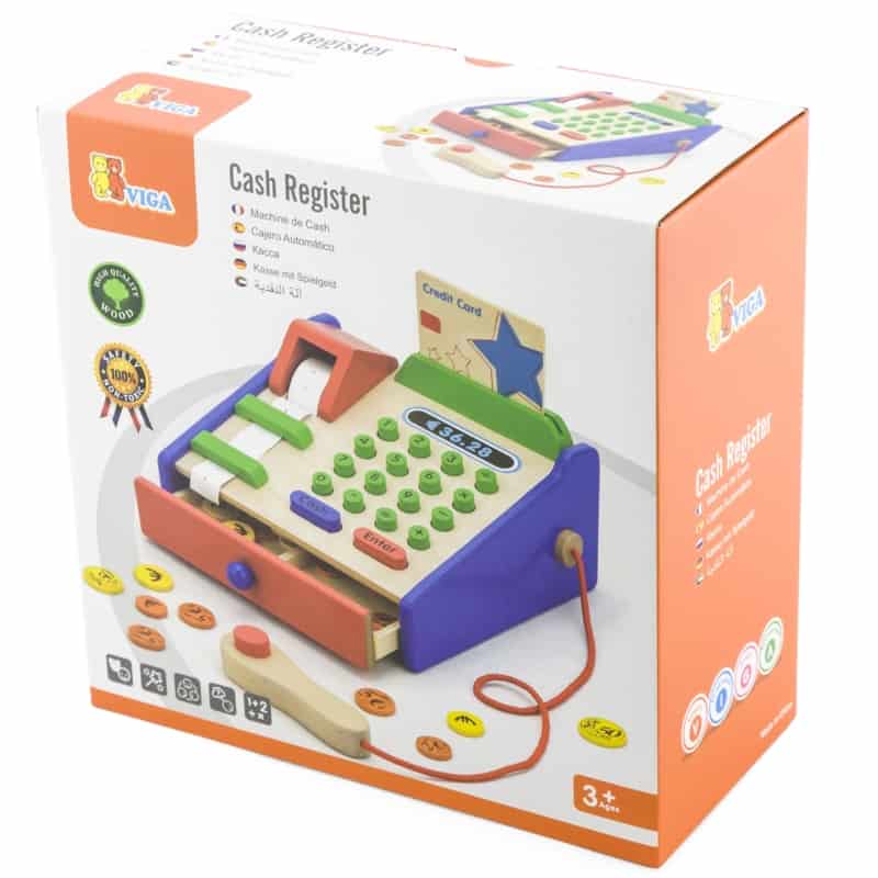Drewniana Kasa sklepowa z akcesoriami Skaner Viga Toys Montessori 5