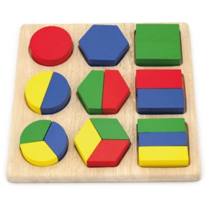 Drewniana układanka Viga Wzory Figury Geometryczne 18 Elementów Montessori
