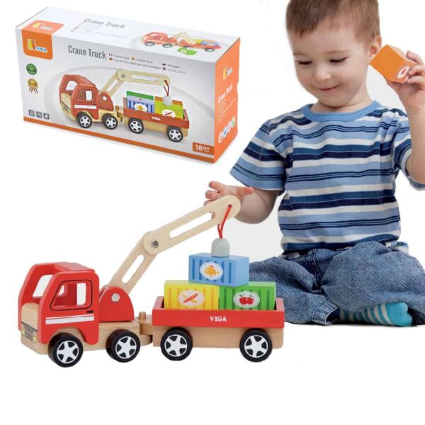 Drewniany Dźwig z kontenerami Viga Toys Drewniany Dźwig z kontenerami Viga Toys
