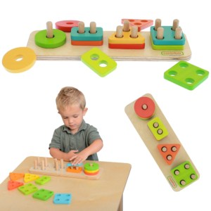 Drewniany Sorter Kształtów Kolorowe Klocki Masterkidz Montessori