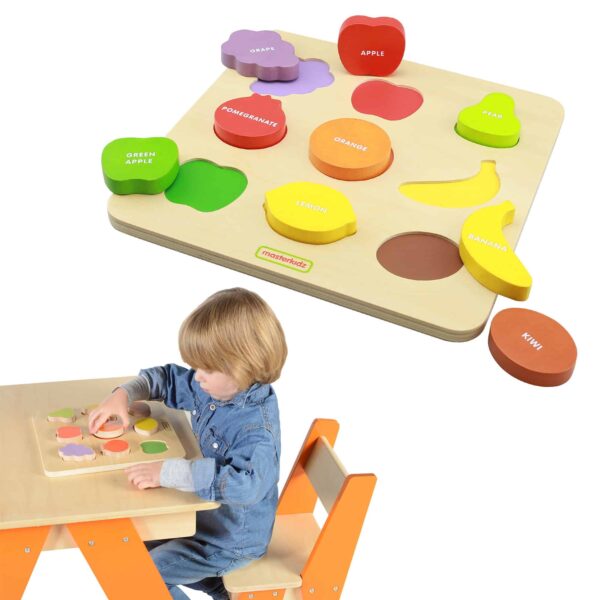 Drewniany Sorter Kształtów Masterkidz Kolorowe Owoce Montessori Drewniany Sorter Kształtów Masterkidz Kolorowe Owoce Montessori