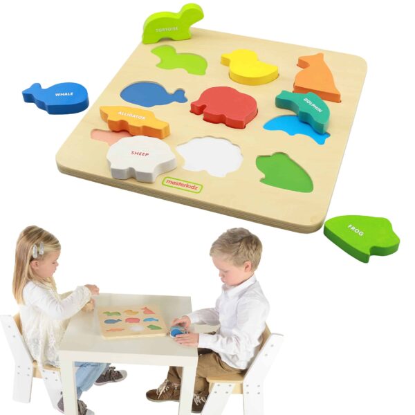 Drewniany Sorter Kształtów Masterkidz Kolorowe Zwierzątka Montessori Drewniany Sorter Kształtów Masterkidz Kolorowe Zwierzątka Montessori