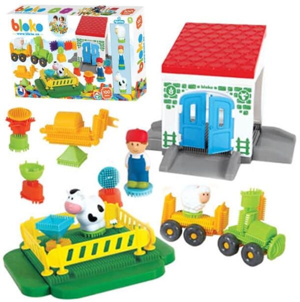 MOCHTOYS Klocki Jeżyki Pin Bricks FARMA w Kartonie 100 el. + 3 Figurki MOCHTOYS Klocki Jeżyki Pin Bricks FARMA w Kartonie 100 el. + 3 Figurki