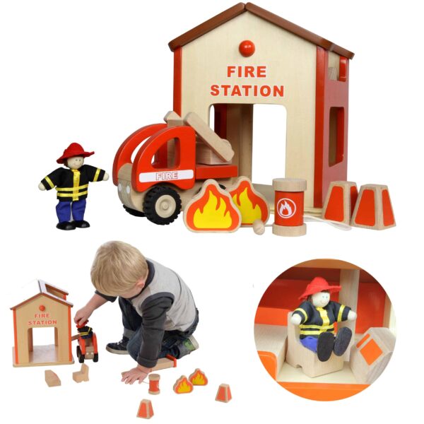 Mini Remiza Strażacka Drewniany Zestaw Masterkidz Mini Remiza Strażacka Drewniany Zestaw Masterkidz