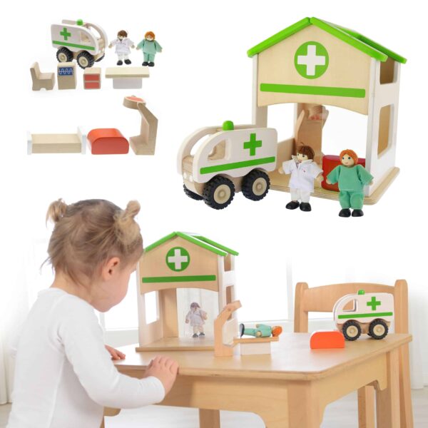 Mini Szpital Drewniany Zestaw Masterkidz Makieta Mini Szpital Drewniany Zestaw Masterkidz Makieta
