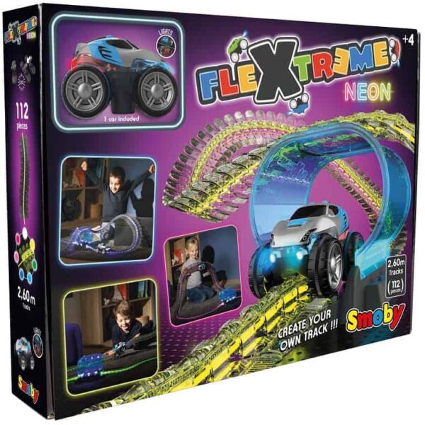 SMOBY Flextreme Neon Tor Samochodowy z Autem Zestaw Startowy SMOBY Flextreme Neon Tor Samochodowy z Autem Zestaw Startowy
