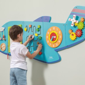 Sensoryczna Edukacyjna Tablica Drewniana Manipulacyjna Viga Samolot Montessori 4