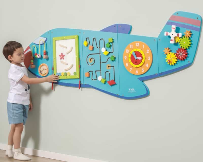 Sensoryczna Edukacyjna Tablica Drewniana Manipulacyjna Viga Samolot Montessori 5