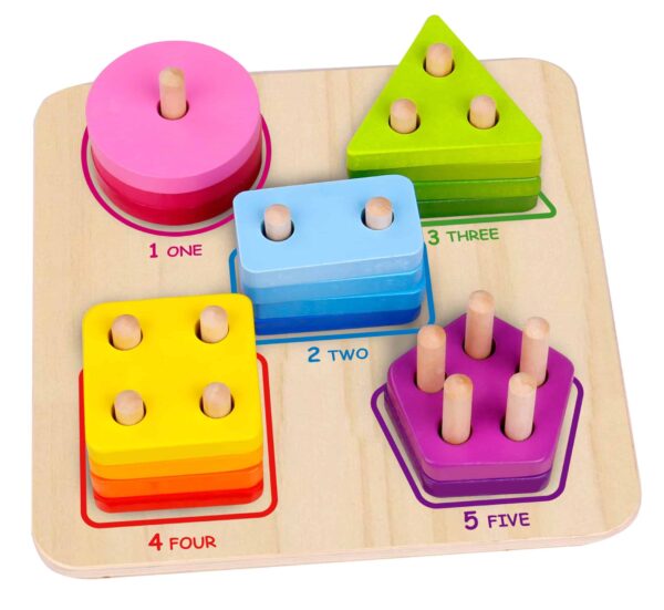 TOOKY TOY Drewniany Sorter Geometryczny Nauka Kształtów Liczenia TOOKY TOY Drewniany Sorter Geometryczny Nauka Kształtów Liczenia