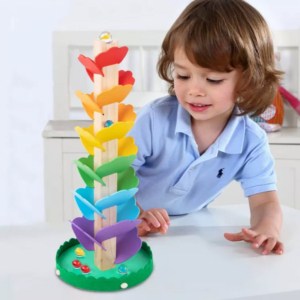 Tooky Toy Drewniana Kolorowa Wieza Wirujaca dla Dzieci 1