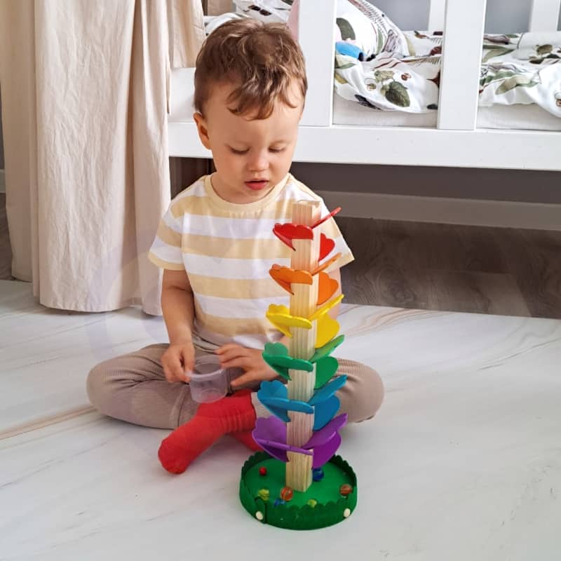 Tooky Toy Drewniana Kolorowa Wieza Wirujaca dla Dzieci 2