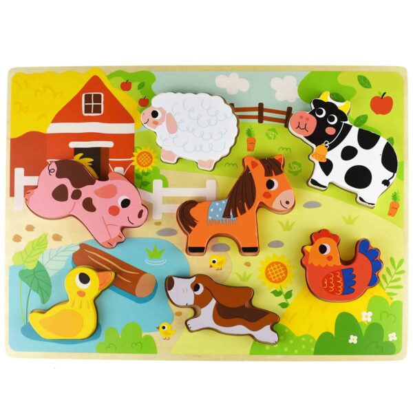 Tooky Toy Drewniane Puzzle Montessori Zwierzątka Farma Dopasuj Kształty Tooky Toy Drewniane Puzzle Montessori Zwierzątka Farma Dopasuj Kształty
