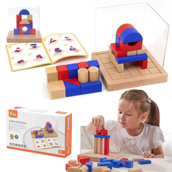 Viga Drewniana Gra Budowanie Klocki 3D Montessori Viga Drewniana Gra Budowanie Klocki 3D Montessori