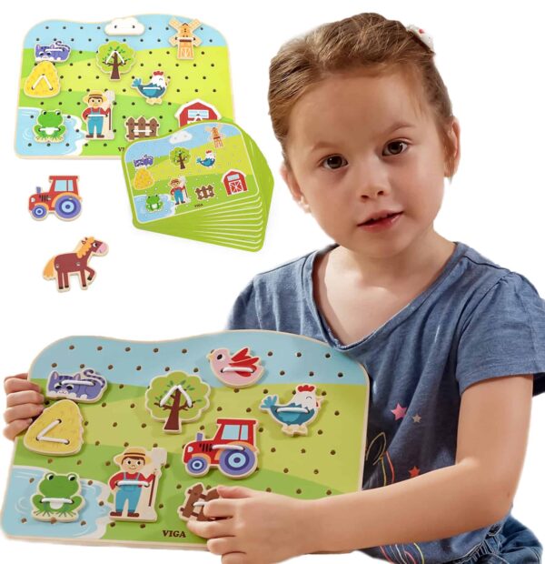 Viga Drewniana Sznurowanka Przeplatanka Zwierzęta na Farmie Montessori Viga Drewniana Sznurowanka Przeplatanka Zwierzęta na Farmie Montessori
