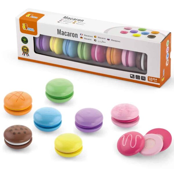 Drewniany Ciastka Zestaw kolorowych makaroników Viga Toys 8 sztuk Drewniany Ciastka Zestaw kolorowych makaroników Viga Toys 8 sztuk