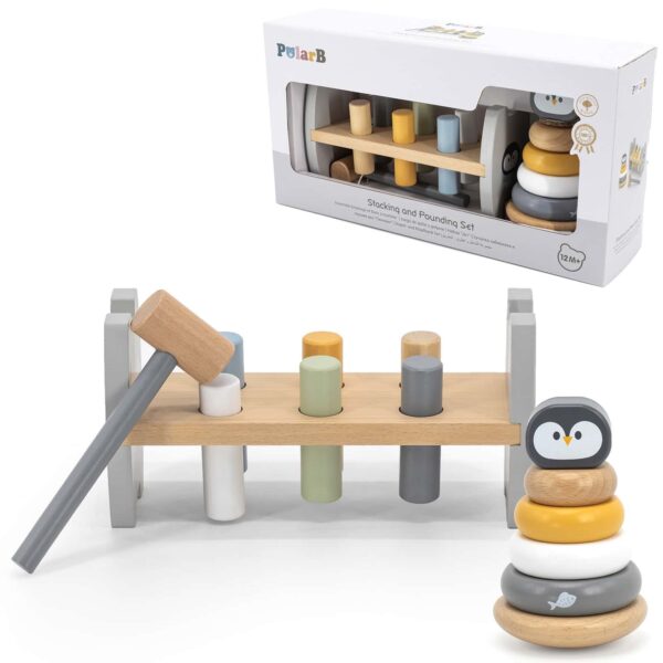 VIGA PolarB Zestaw Drewniana Piramidka + Przebijanka z Młoteczkiem Pingwinek Montessori VIGA PolarB Zestaw Drewniana Piramidka + Przebijanka z Młoteczkiem Pingwinek Montessori