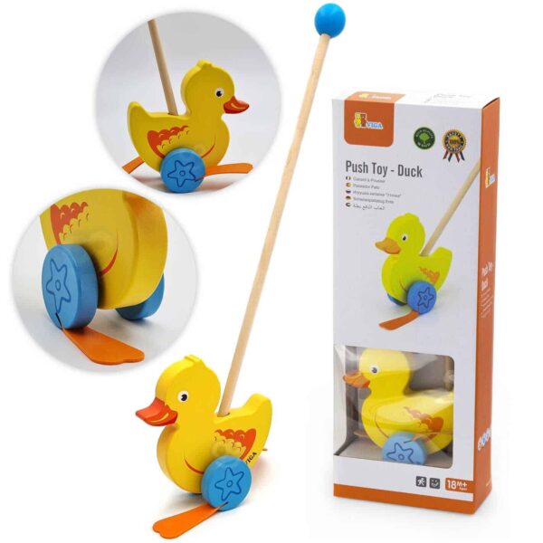 Viga Toys Drewniany Pchacz Kaczuszka Viga Toys Drewniany Pchacz Kaczuszka