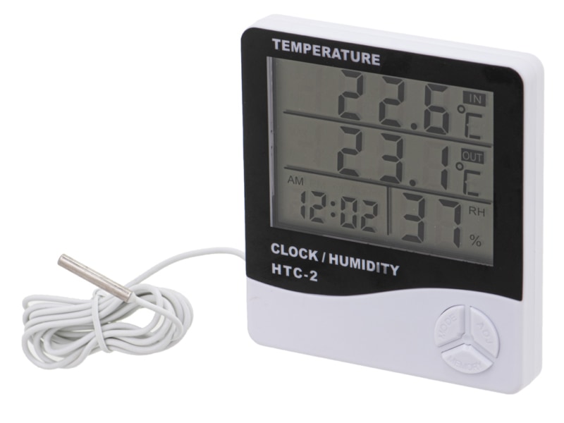 Higrometr Termometr Zegar Wilgotnosciomierz stacja pogody HTC 2 2