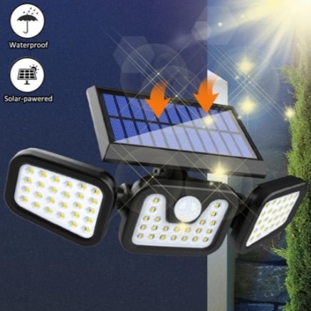 Lampa solarna LED potrojna czujnik ruchu i zmierzchu 3