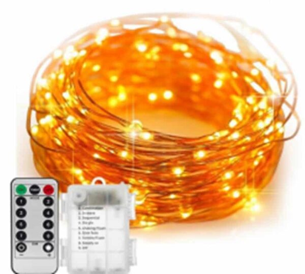 Lampki LED druciki dekoracyjne łańcuch 10m 100LED z pilotem ciepły biały Lampki LED druciki dekoracyjne łańcuch 10m 100LED z pilotem ciepły biały