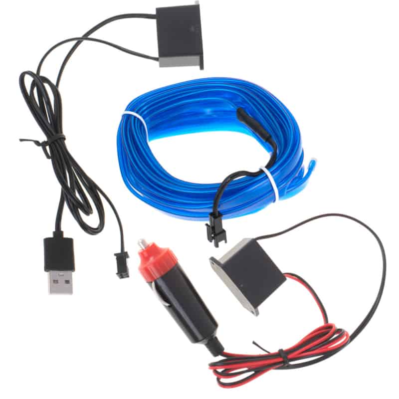 Oswietlenie ambientowe LED do samochodu auta USB 12V tasma 5m niebieska 3