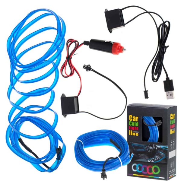 Oświetlenie ambientowe LED do samochodu / auta USB / 12V taśma 5m niebieska Oświetlenie ambientowe LED do samochodu / auta USB / 12V taśma 5m niebieska