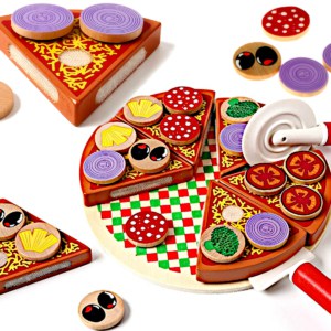 Pizza drewniany zestaw do zabawy z akcesoriami
