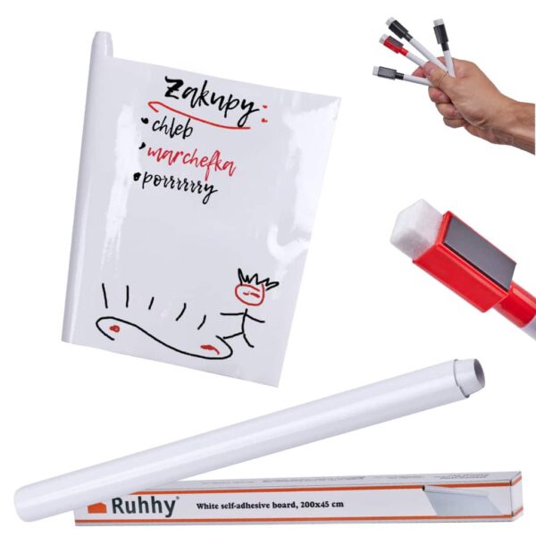 Tablica suchościeralna samoprzylepna 45x200 + mazaki Tablica suchościeralna samoprzylepna 45x200 + mazaki