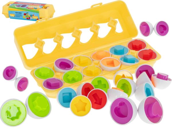 Układanka edukacyjna sorter dopasuj kształty jajka 12 sztuk Układanka edukacyjna sorter dopasuj kształty jajka 12 sztuk