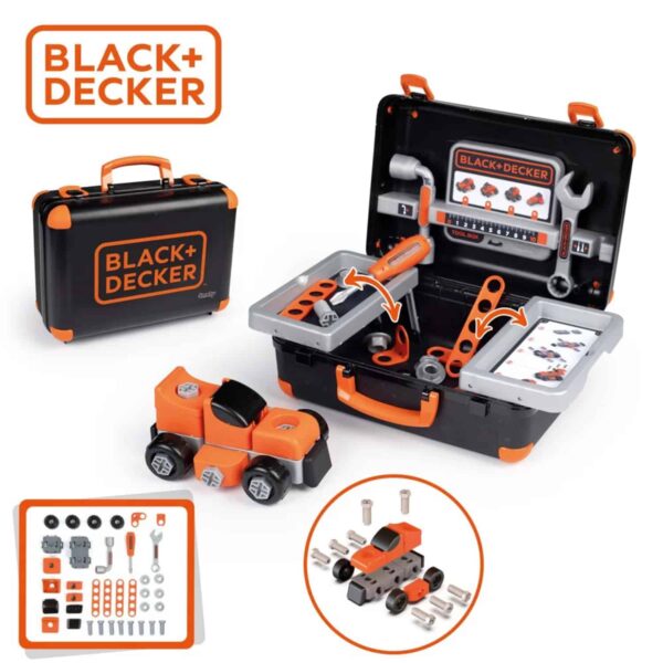 Smoby Black & Decker Walizka z Narzędziami + Samochód w Częściach Smoby Black & Decker Walizka z Narzędziami + Samochód w Częściach