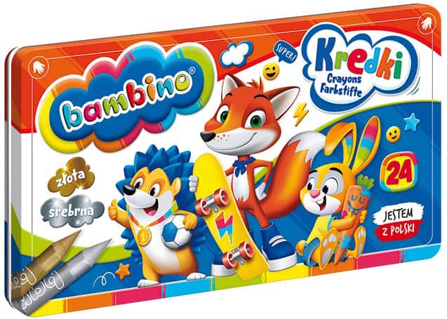 BAMBINO Kredki w metalowym pudełku 24 kolory BAMBINO Kredki w metalowym pudełku 24 kolory