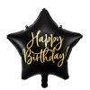 Balon foliowy urodzinowy gwiazdka Happy Birthday 40cm czarny