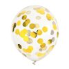 Balony transparentne z konfetti złote kółka 30cm 6 sztuk