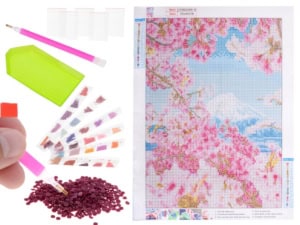 Haft diamentowy Diamond Painting mozaika diamentowa zestaw 5D kwiat wiśni