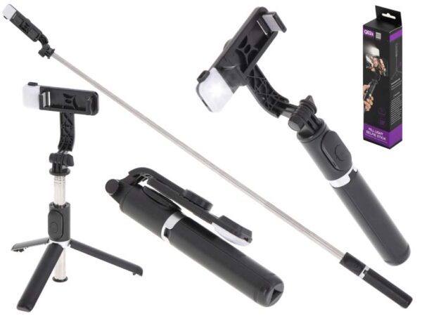 Kijek uchwyt do selfie lampa statyw tripod czarny Kijek uchwyt do selfie lampa statyw tripod czarny
