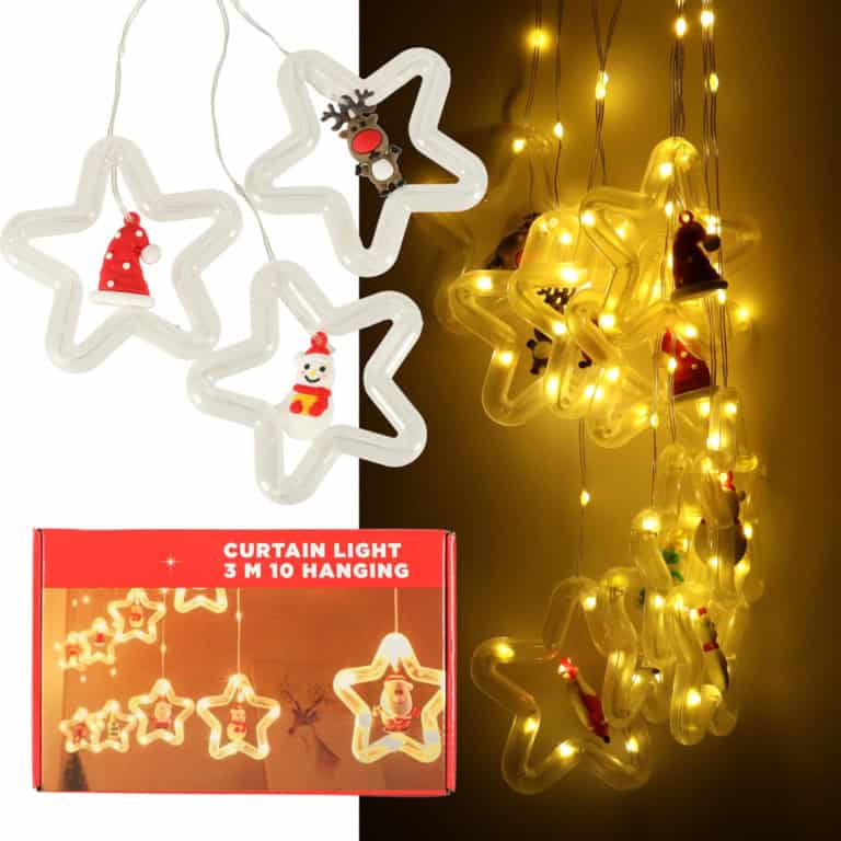 Lampki LED kurtyna z figurkami Boże Narodzenie 3m 125LED 10 żarówek ciepły biały zasilanie sieciowe Lampki LED kurtyna z figurkami Boże Narodzenie 3m 125LED 10 żarówek ciepły biały zasilanie sieciowe