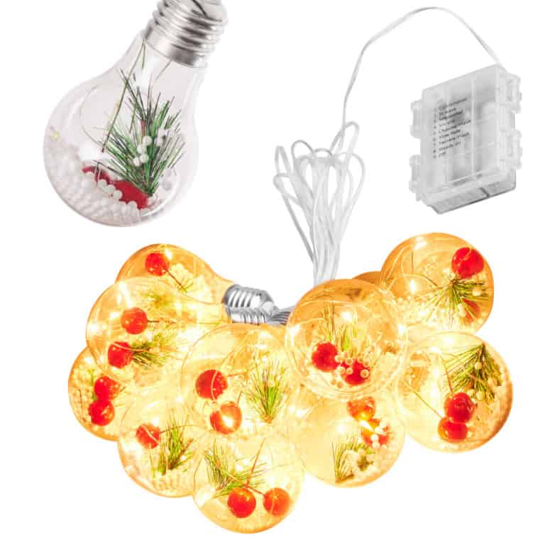 Lampki LED łańcuch na baterie kurtyna lampki choinkowe kule z dekoracją 3m 50LED ciepły Lampki LED łańcuch na baterie kurtyna lampki choinkowe kule z dekoracją 3m 50LED ciepły