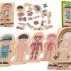Puzzle drewniane warstwowe budowa ciała montessori chłopiec