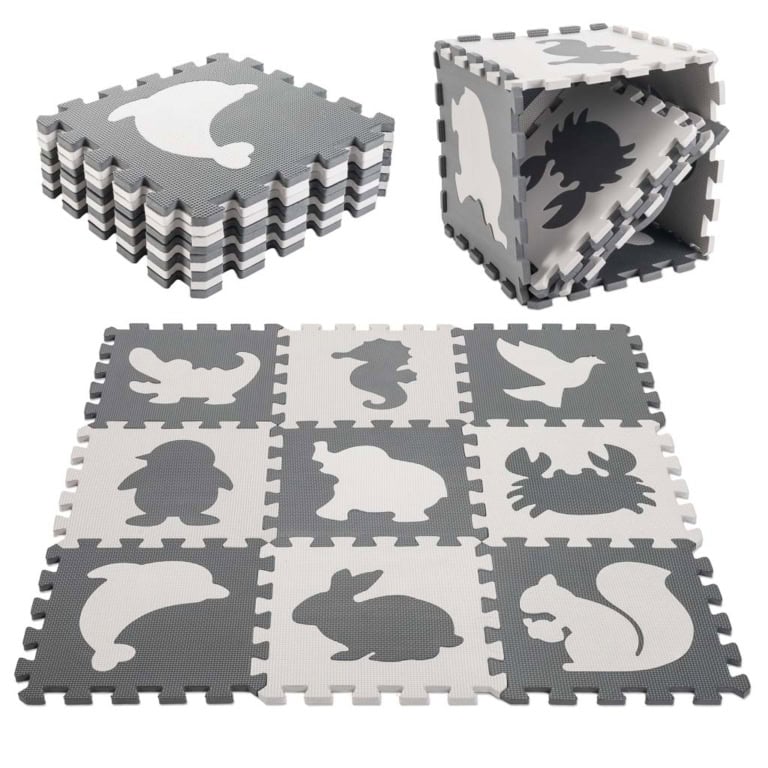Puzzle piankowe mata dla dzieci 9 elementów szary-ecru 85cm x 85cm x 1cm Puzzle piankowe mata dla dzieci 9 elementów szary-ecru 85cm x 85cm x 1cm