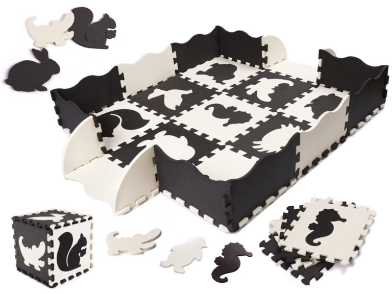 Puzzle piankowe mata kojec dla dzieci 25 elementów czarno-białe Puzzle piankowe mata kojec dla dzieci 25 elementów czarno-białe