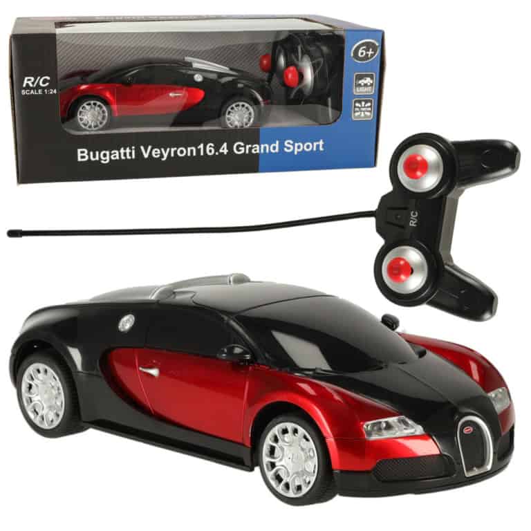 Samochód zdalnie sterowany na pilota RC zdalnie sterowany Bugatti Veyron licencja 1:24 czerwony Samochód zdalnie sterowany na pilota RC zdalnie sterowany Bugatti Veyron licencja 1:24 czerwony