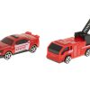TIR-laweta-ciezarowka-samochod-transporter-naczepa-2w1-parking-resoraki-straz-pozarna-2-auta-czerwone-9