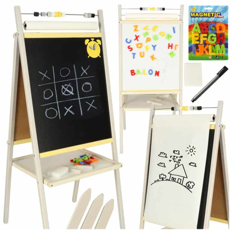 Tablica suchościeralna kredowa dwustronna z liczydłem półką szary 45 x 40 x 100 cm Tablica suchościeralna kredowa dwustronna z liczydłem półką szary 45 x 40 x 100 cm