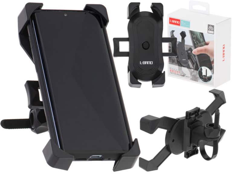 Uchwyt rowerowy motycyklowy na telefon czarny stabilny Uchwyt rowerowy motycyklowy na telefon czarny stabilny