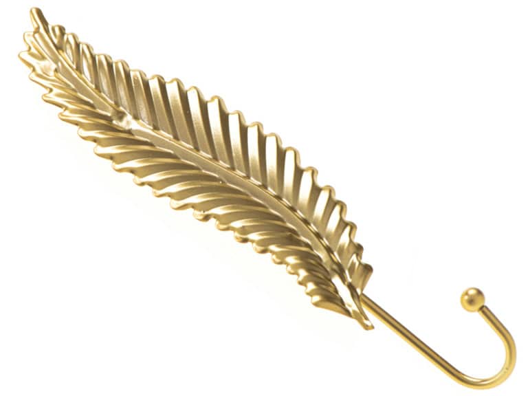 Wieszak haczyk metalowy uchwyt złoty liść 20cm Wieszak haczyk metalowy uchwyt złoty liść 20cm