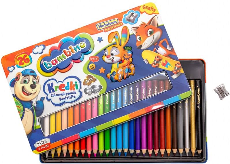 Kredki ołówkowe w metalowym etui Bambino 24 kolory Kredki ołówkowe w metalowym etui Bambino 24 kolory