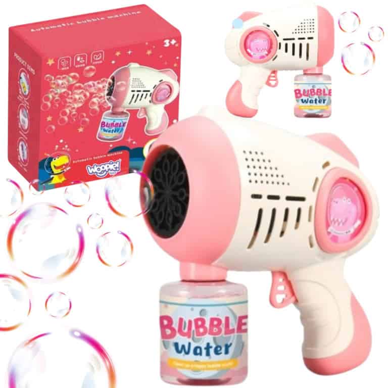 WOOPIE Pistolet do Robienia Baniek Mydlanych Dino Różowy WOOPIE Pistolet do Robienia Baniek Mydlanych Dino Różowy